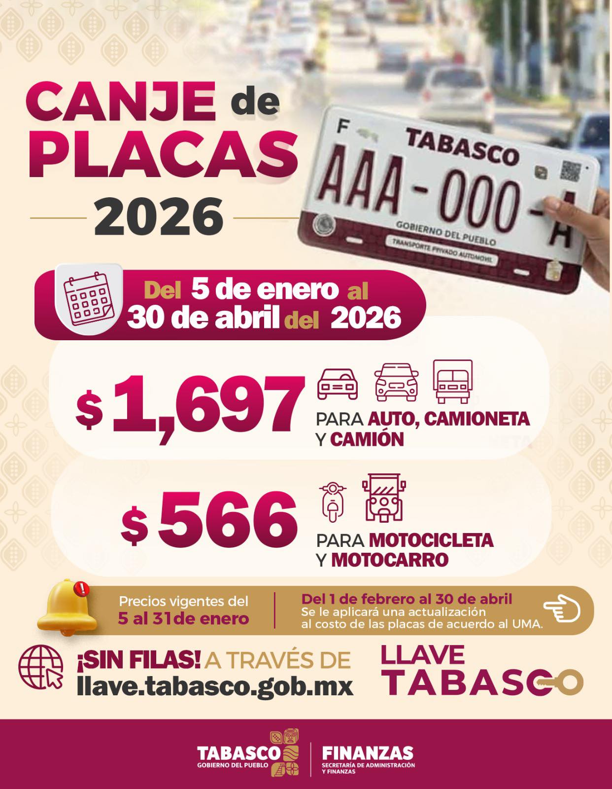 Lanzan nuevas placas vehiculares en Tabasco; trámite será digital