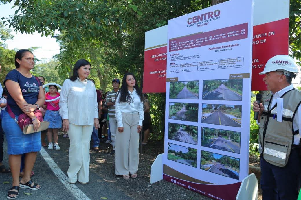 Osuna Huerta entrega pavimentaciones en Miraflores y Medellín y Madero