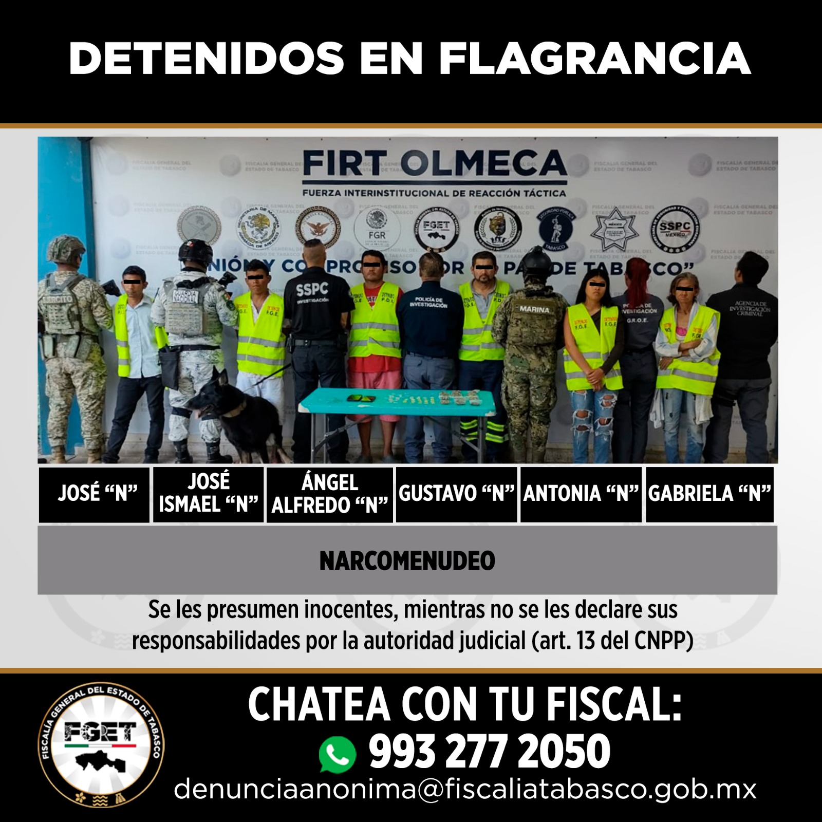 Aseguran a 11 por narcomenudeo en Tabasco