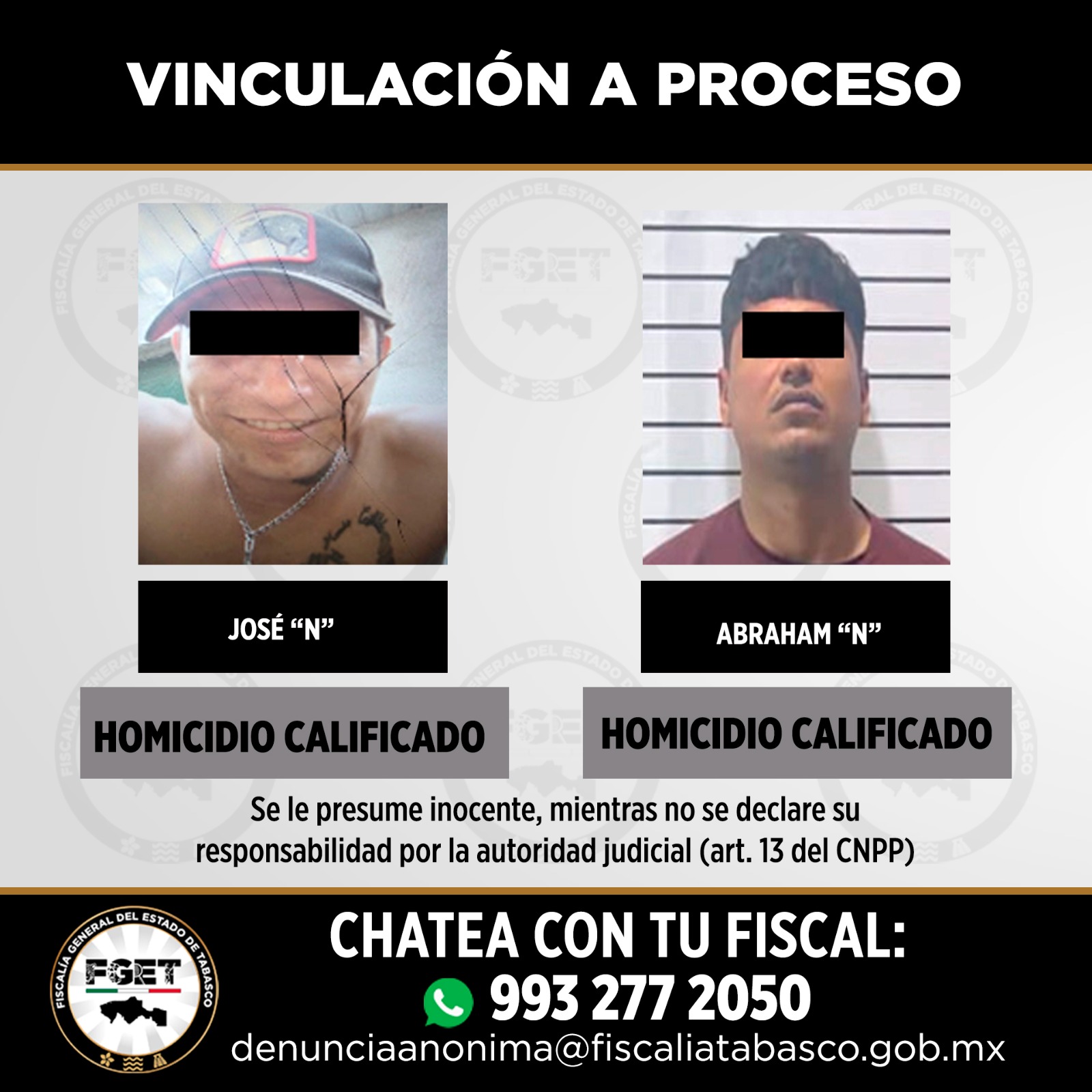 Vinculan a proceso a cinco presuntos responsables de homicidio en Nacajuca
