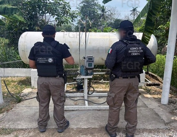 Fiscalía General de la República asegura presunta estación ilegal de gas LP en Nacajuca