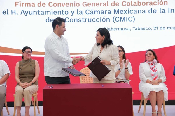 Gobierno de Centro y CMIC Tabasco firman convenio para fortalecer obra pública e inclusión laboral