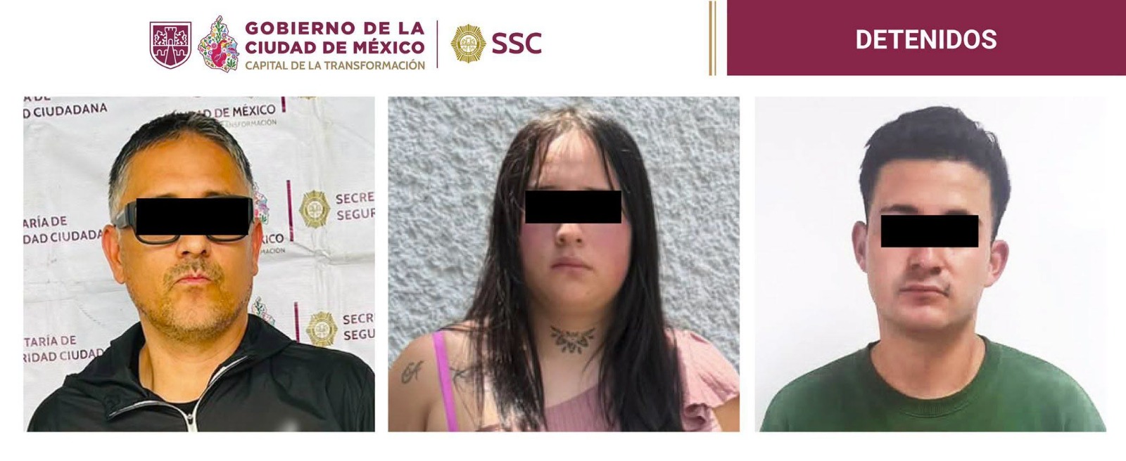 Capturan a tres personas por extorsión, violación y robo en CDMX