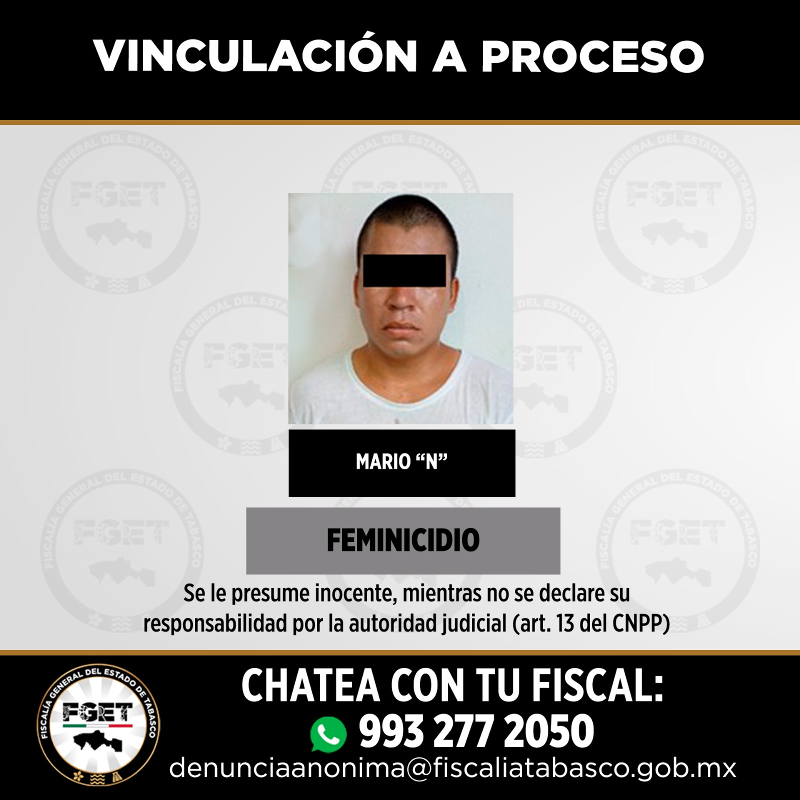 Vinculan a proceso a presunto feminicida en Balancán