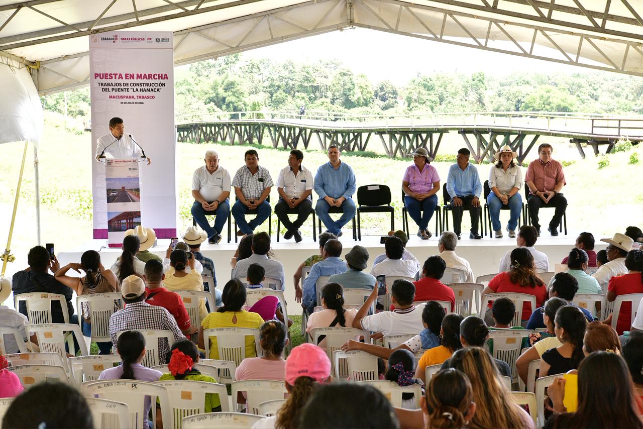 Javier May inicia construcción del puente La Hamaca en Macuspana