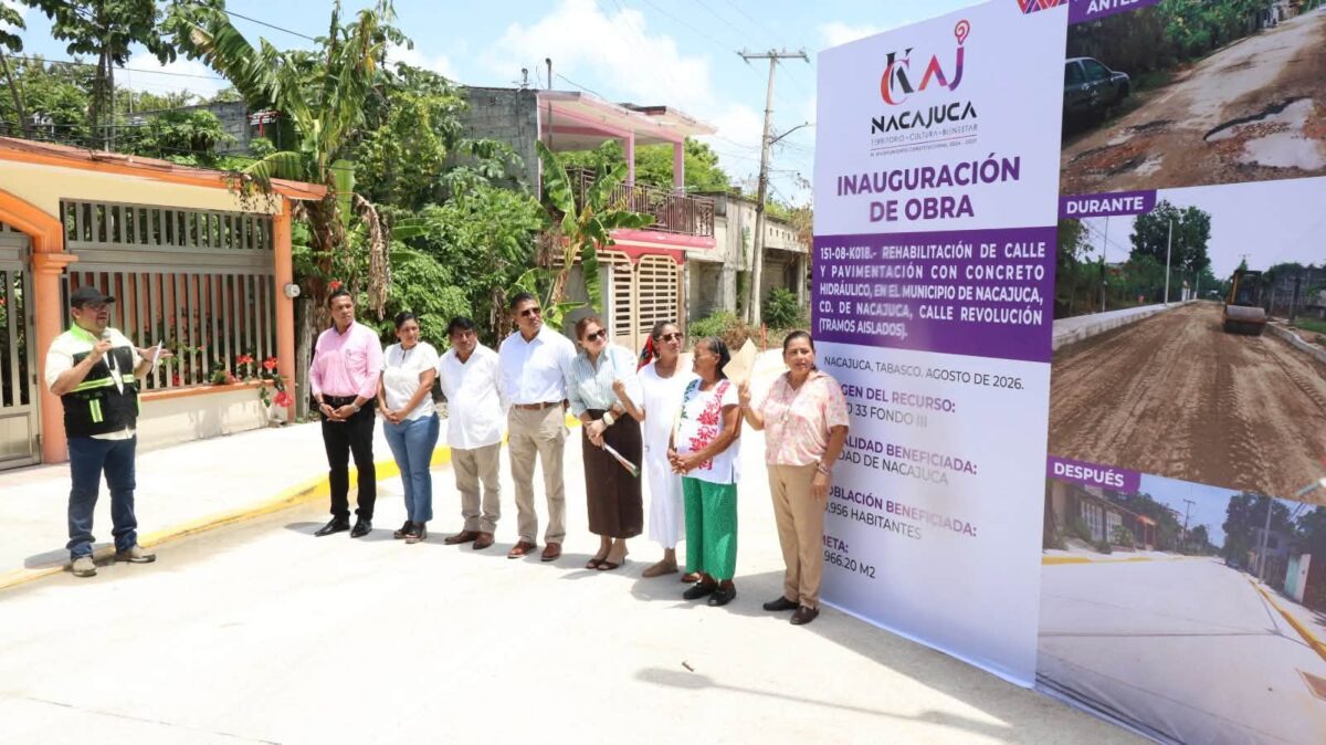 Nacajuca inaugura obra de pavimentación en calle Revolución