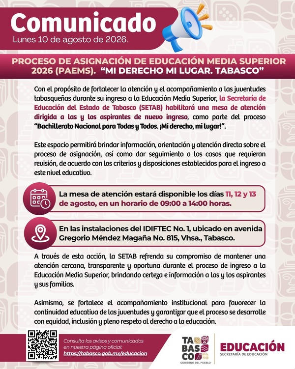 SETAB atenderá dudas sobre ingreso a bachillerato