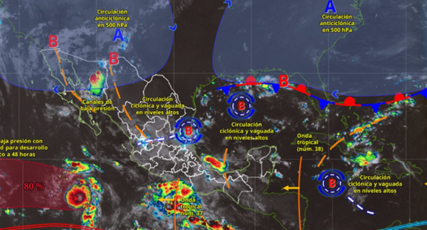 Onda tropical 38 traerá lluvias fuertes a Quintana Roo