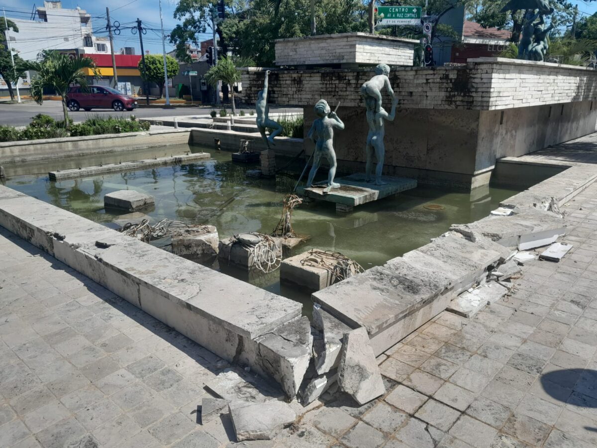 Reportan daños en la Fuente de los Niños Traviesos
